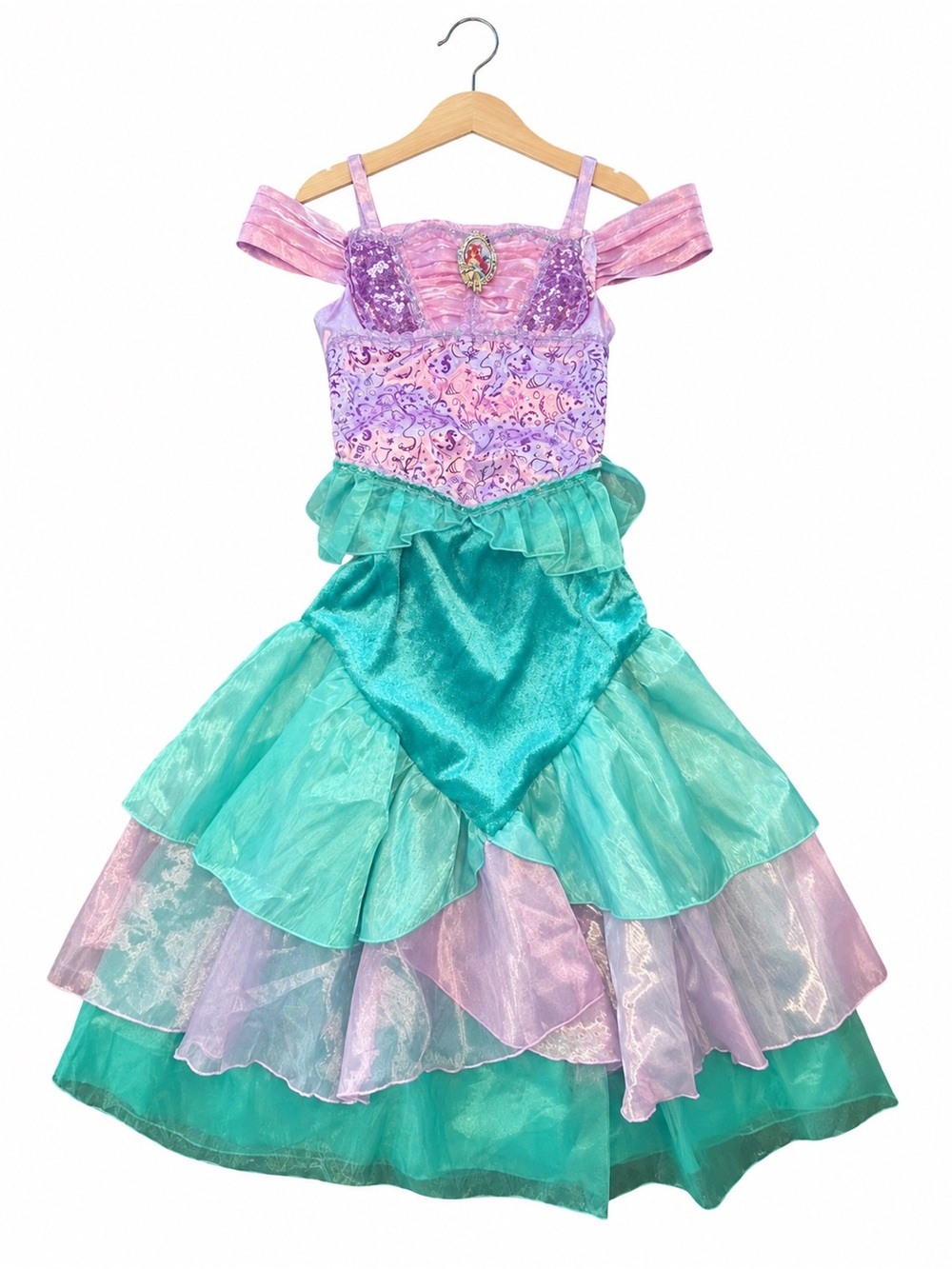 Authentic Disney Store Princess Ariel Costume Dress Girls Size 9/10 Large gown